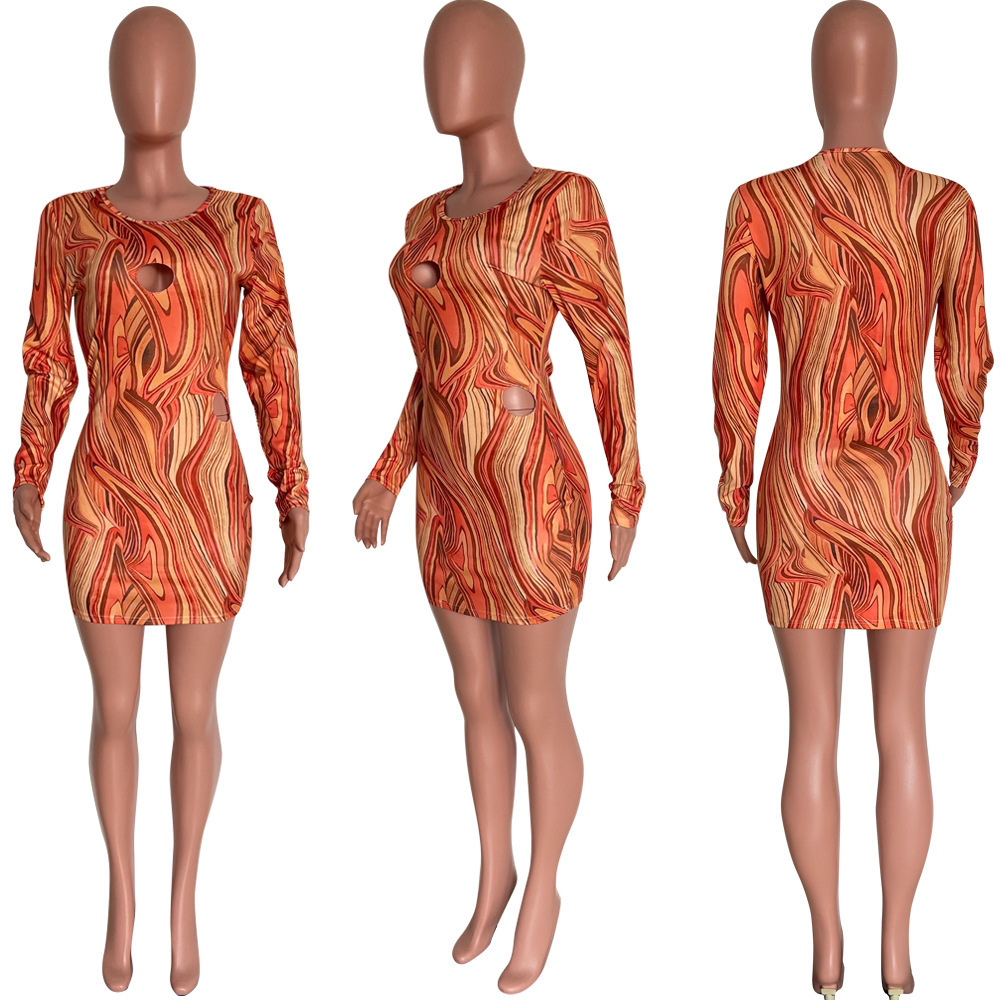 Hollow-Out Bodycon Dress for Evening Club Wear