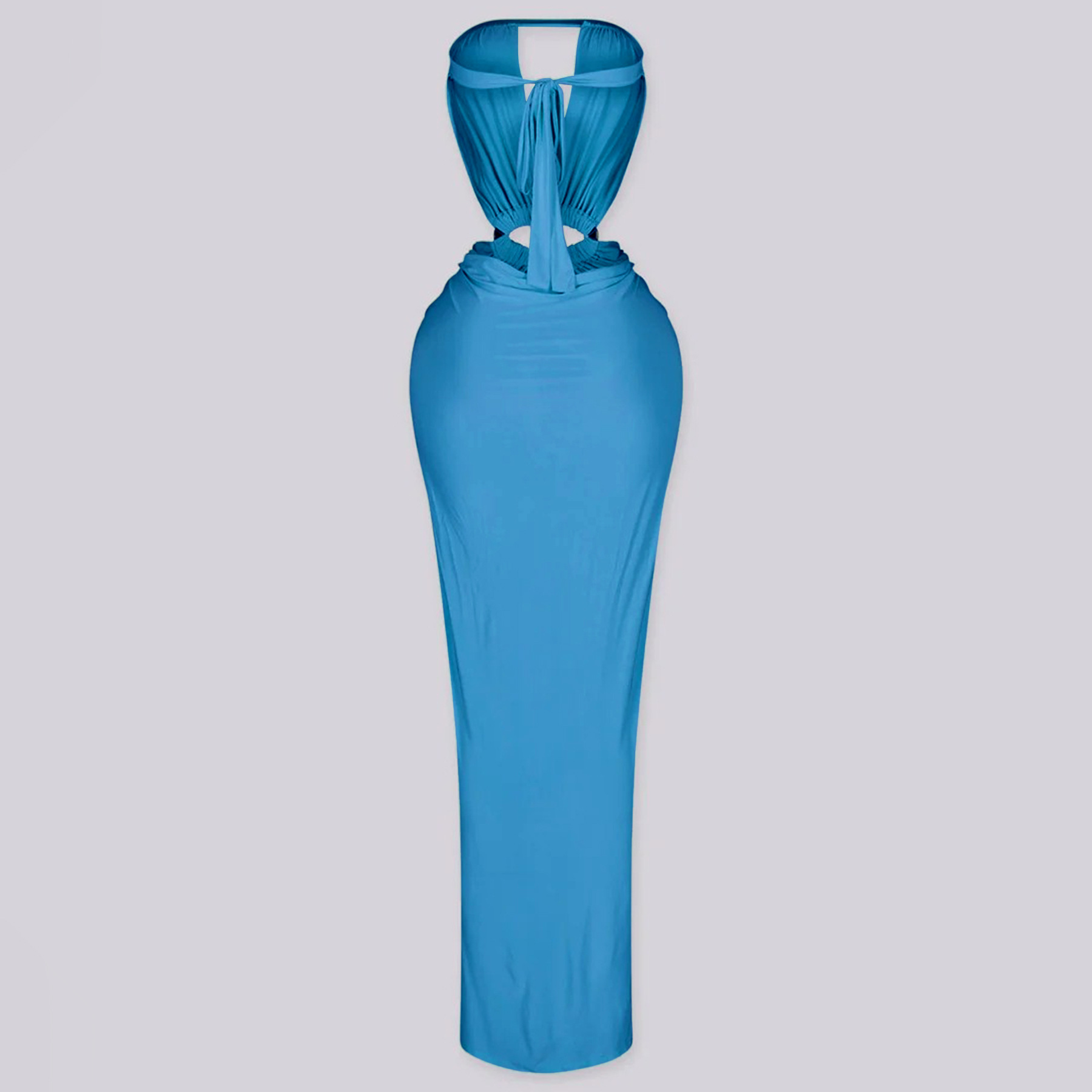 Solid Backless Strapless Slit Dress for Evening Events