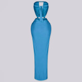 Women Solid Color Backless Sexy Slit Strapless Dress