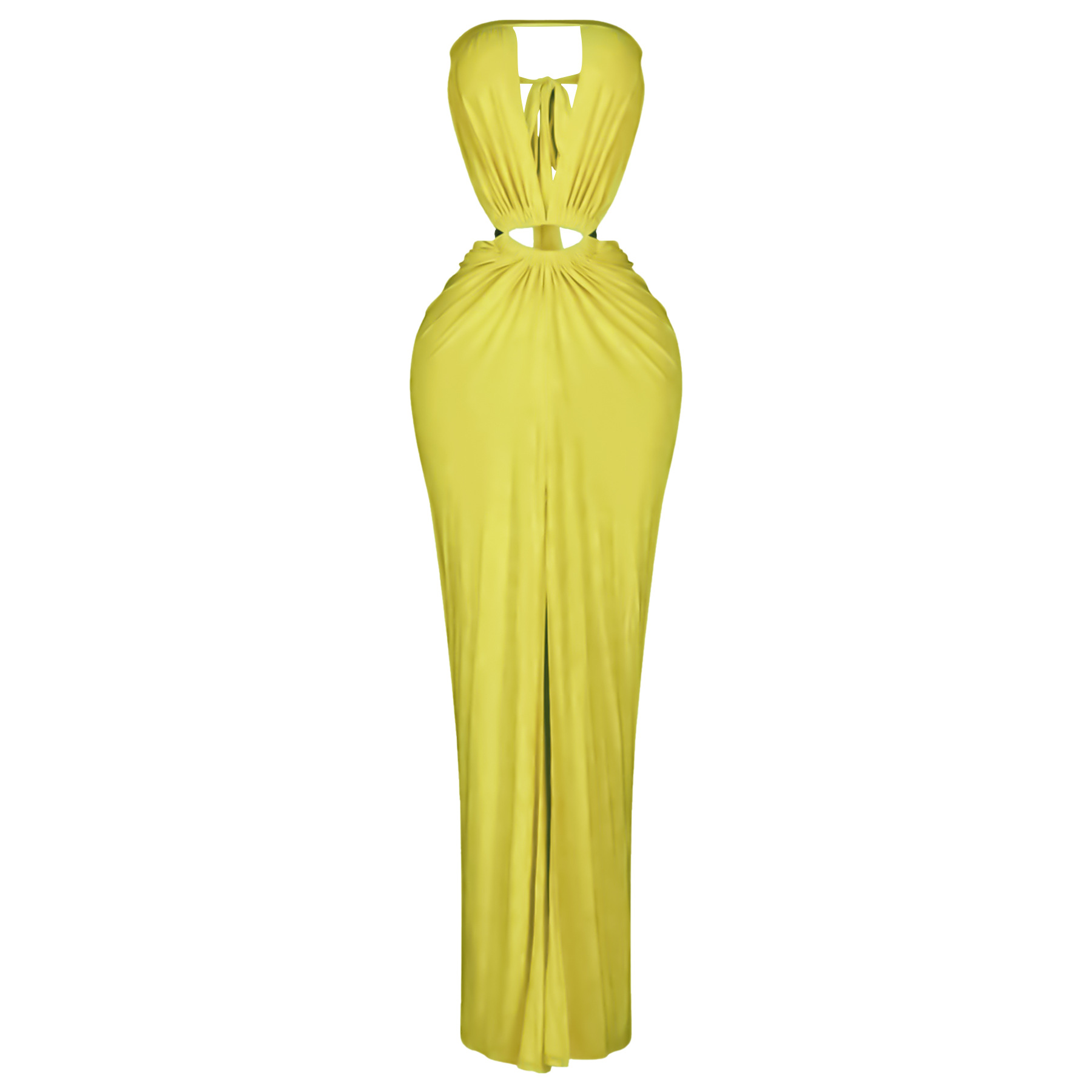 Solid Backless Strapless Slit Dress for Evening Events