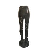 Women Slit Sexy Bell Bottom PU Leather Pants