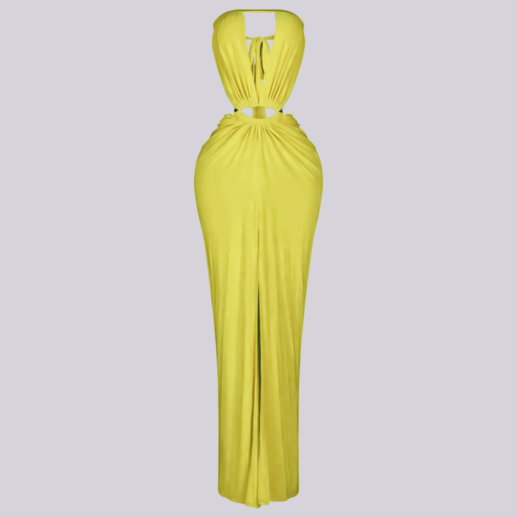 Solid Backless Strapless Slit Dress for Evening Events