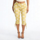 Women Spring & Summer Polka Dot Lace-Up Capri Pants