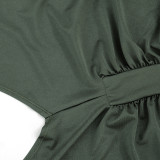 Women Spring & Summer Hollow Out Ribbon Round Neck Dress