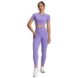 Women Short Sleeve T-Shirt & Yoga Long Pant Fitness Two-Piece Set