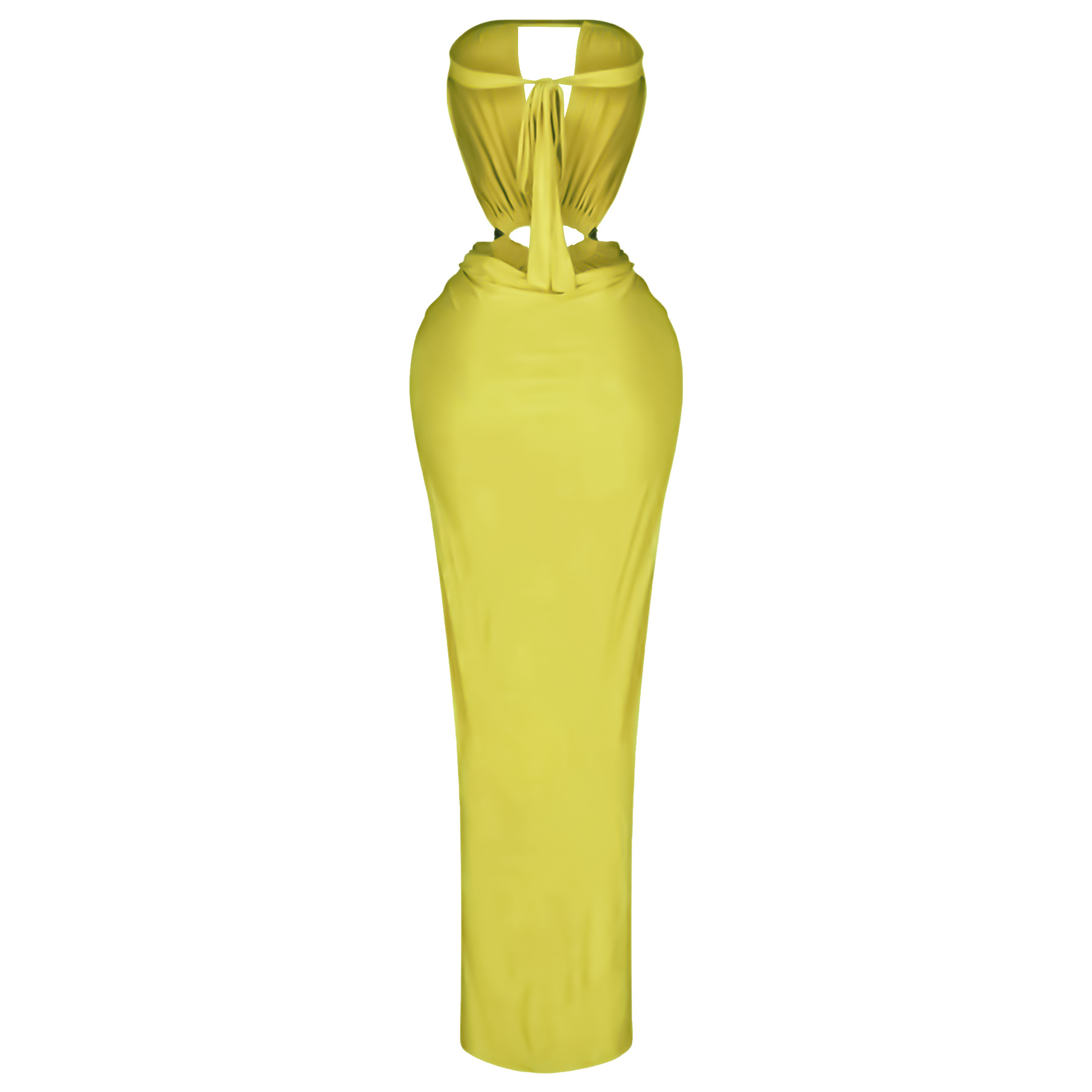 Solid Backless Strapless Slit Dress for Evening Events