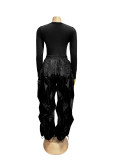 Women Autumn/Winter Long Sleeve Top and Layers Wide-Leg Pant Two-Piece Set