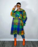 Women Winter Plaid Pocket Coat