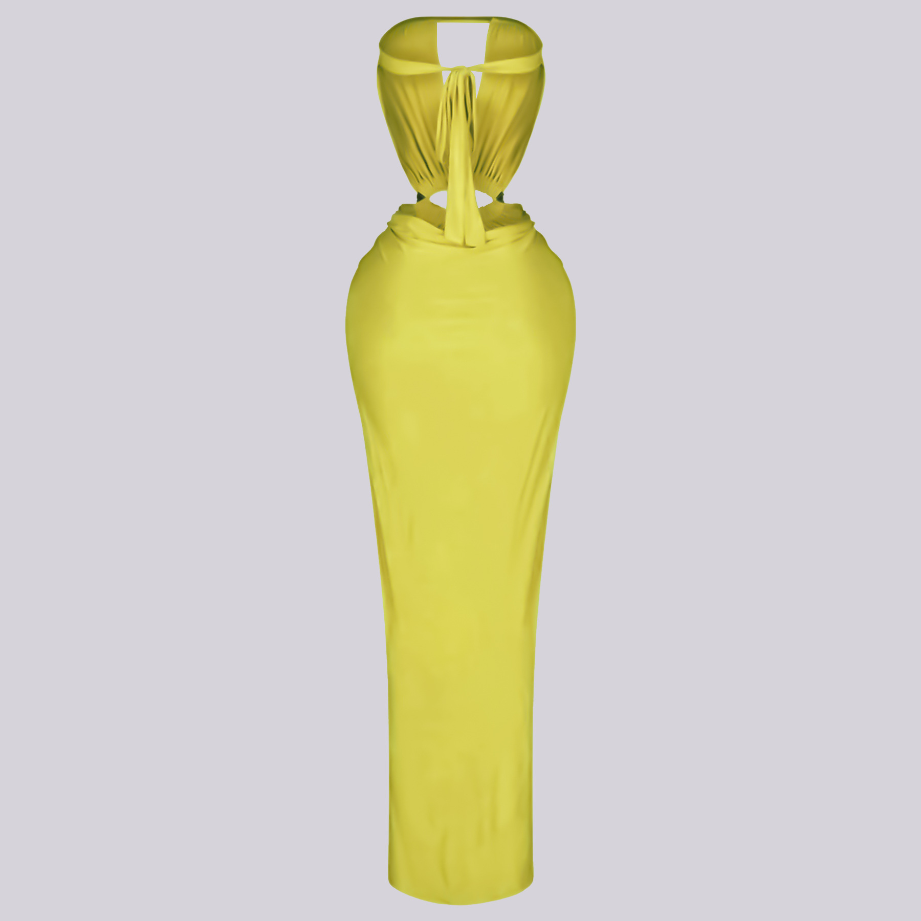 Solid Backless Strapless Slit Dress for Evening Events