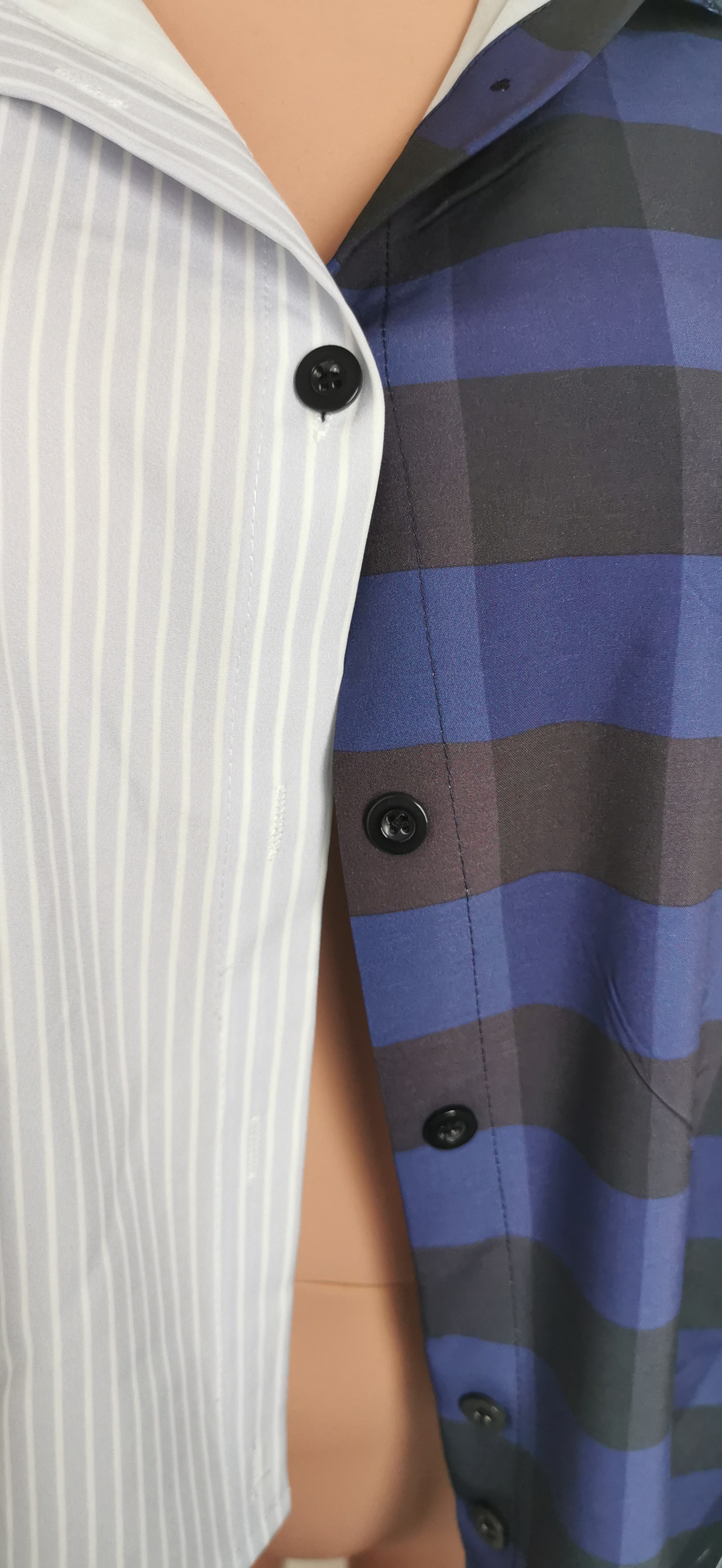 Plaid Patchwork Irregular Shirt for Casual Outings