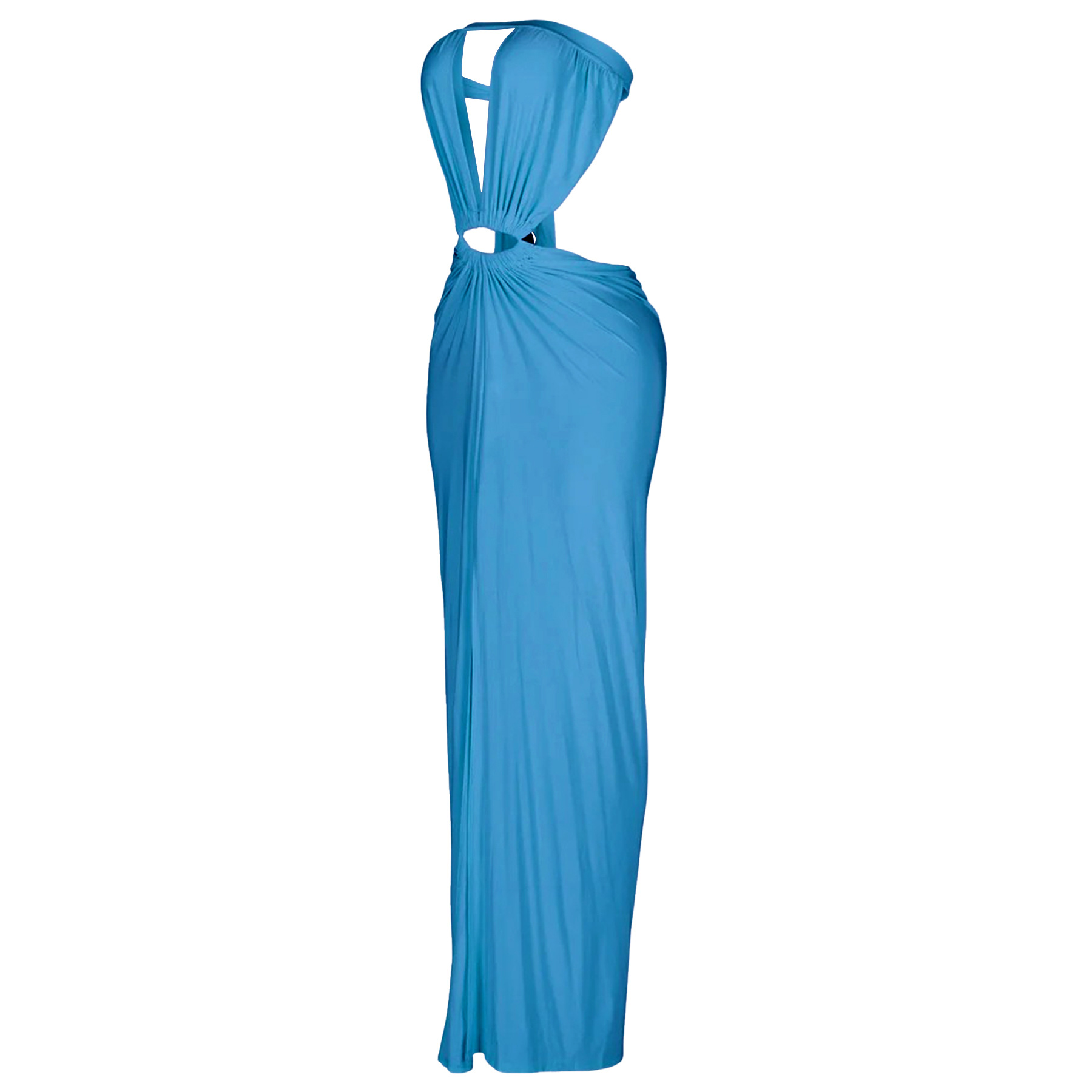 Solid Backless Strapless Slit Dress for Evening Events