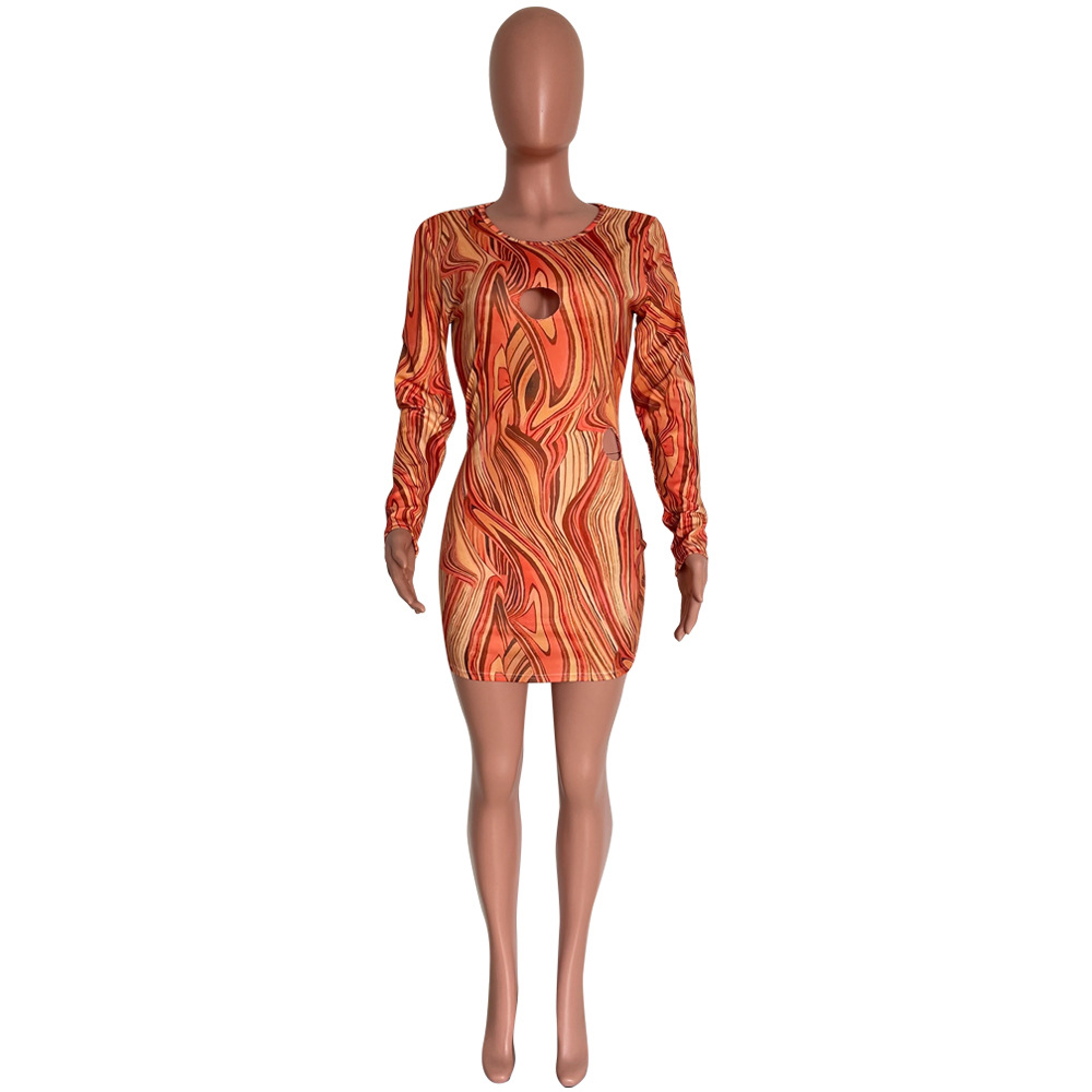 Hollow-Out Bodycon Dress for Evening Club Wear