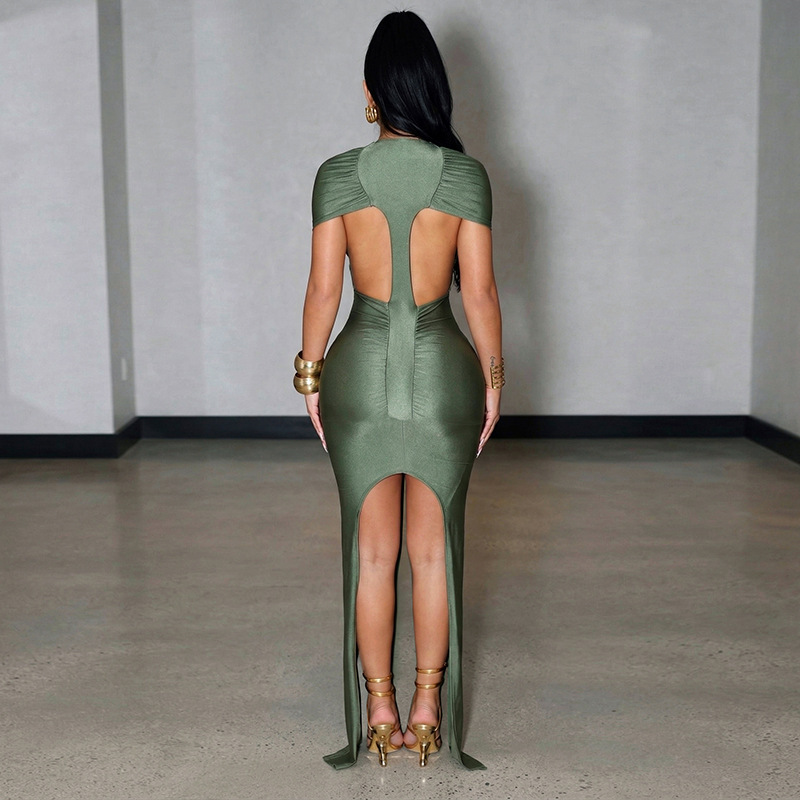 Hollow-Out Ribbon Round Neck Dress for Spring & Summer