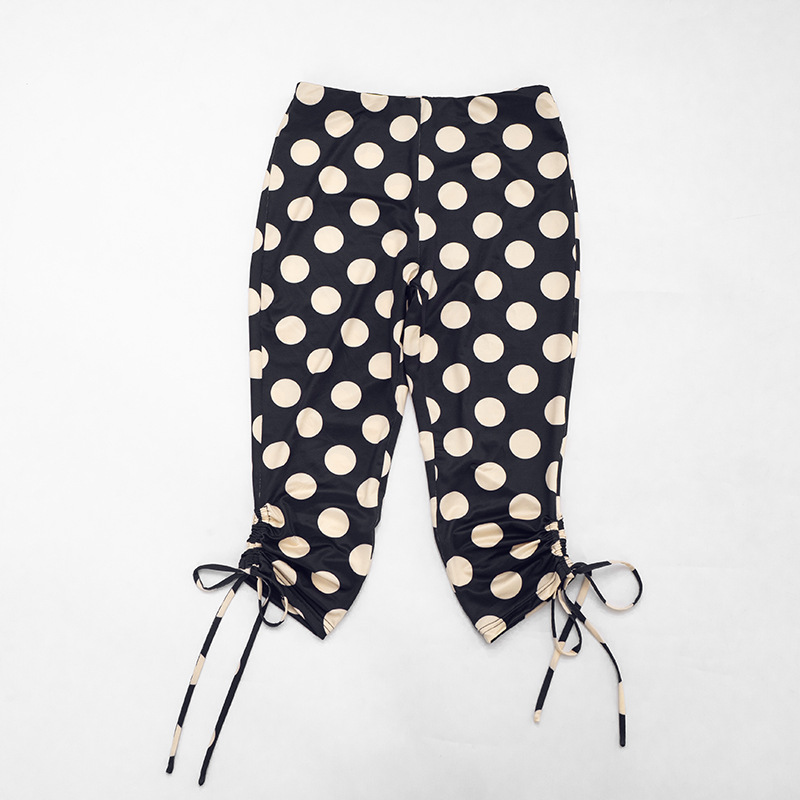 Polka Dot Lace-Up Capri Pants for Spring & Summer