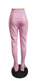 Women Slit Sexy Bell Bottom PU Leather Pants