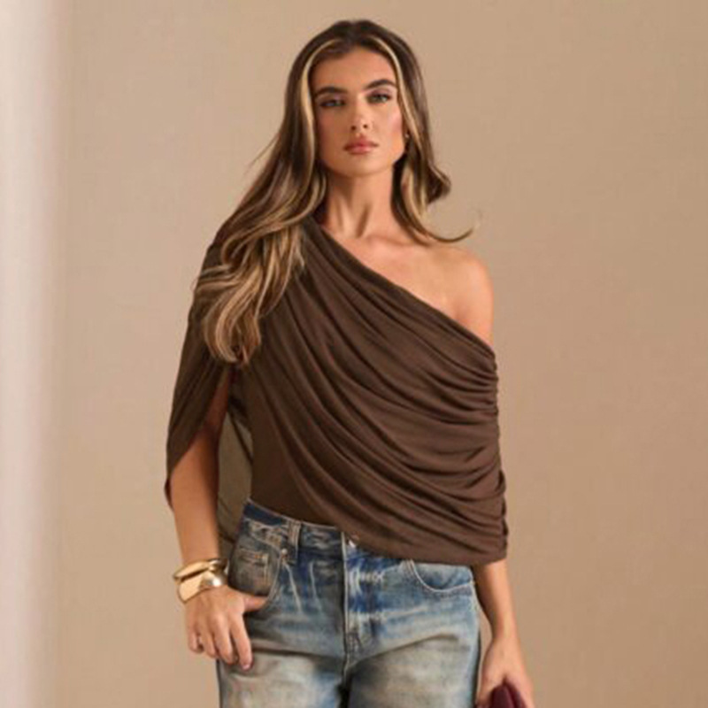 Off-Shoulder Mesh Ruched Bodysuit for Summer Casual
