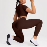 Women Short Sleeve T-Shirt & Yoga Long Pant Fitness Two-Piece Set
