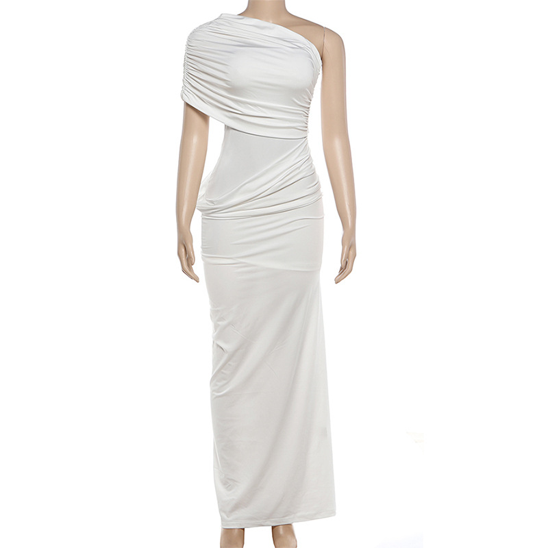 Slash Shoulder Asymmetric Dress for Spring Elegant Events