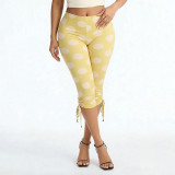 Women Spring & Summer Polka Dot Lace-Up Capri Pants