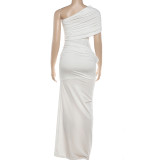 Women Spring French Style Slash Shoulder Sexy Elegant Dress