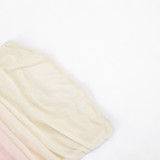 Women Spring Sexy Gradient Print Mesh Ribbon Strapless Dress