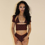 Women Spring & Summer Polka Dot Print Sexy Top & Shorts Two-Piece Set