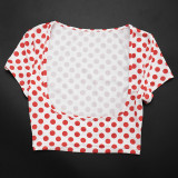 Women Spring & Summer Polka Dot Print Sexy Top & Shorts Two-Piece Set
