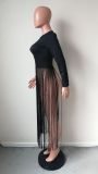 Women Long Sleeve Tassel Top