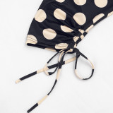 Women Spring & Summer Polka Dot Lace-Up Capri Pants