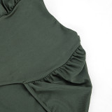 Women Spring & Summer Hollow Out Ribbon Round Neck Dress