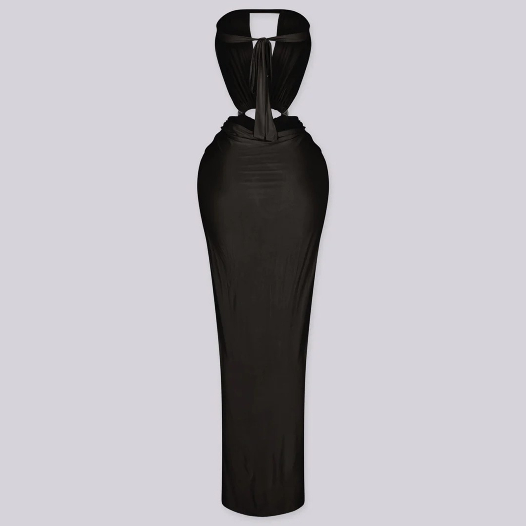 Solid Backless Strapless Slit Dress for Evening Events