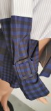 Women Plaid Patchwork Top Casual Irregular Shirt