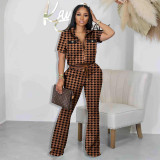 Women Print Zip Top & Pant Two-Piece Set