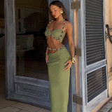 Women Spring Sexy Solid Color Sleeveless Halter Neck Slip Dress
