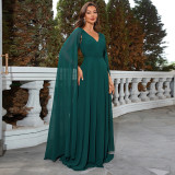 Women's Green V-Neck Prom Dress