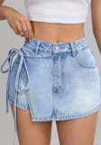 Women's Summer Fake Two-Piece Denim Shorts