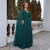 Women's Green V-Neck Prom Dress