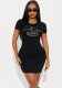 Women's Summer Short Sleeve Knitted Casual Stretchy Printed Dress