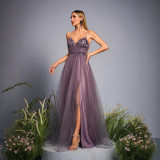 Women's Light Purple Spaghetti Strap Prom Evening Dress