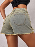 Women's Summer Washed Ripped Frayed Denim Shorts