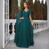 Women's Green V-Neck Prom Dress