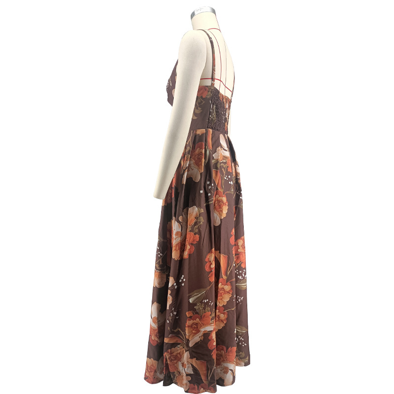 Printed Spaghetti Strap Dress for Summer Holiday Vacations