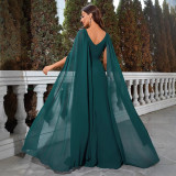 Women's Green V-Neck Prom Dress