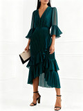 Women's Ruffled Irregular Hem Maxi Dress