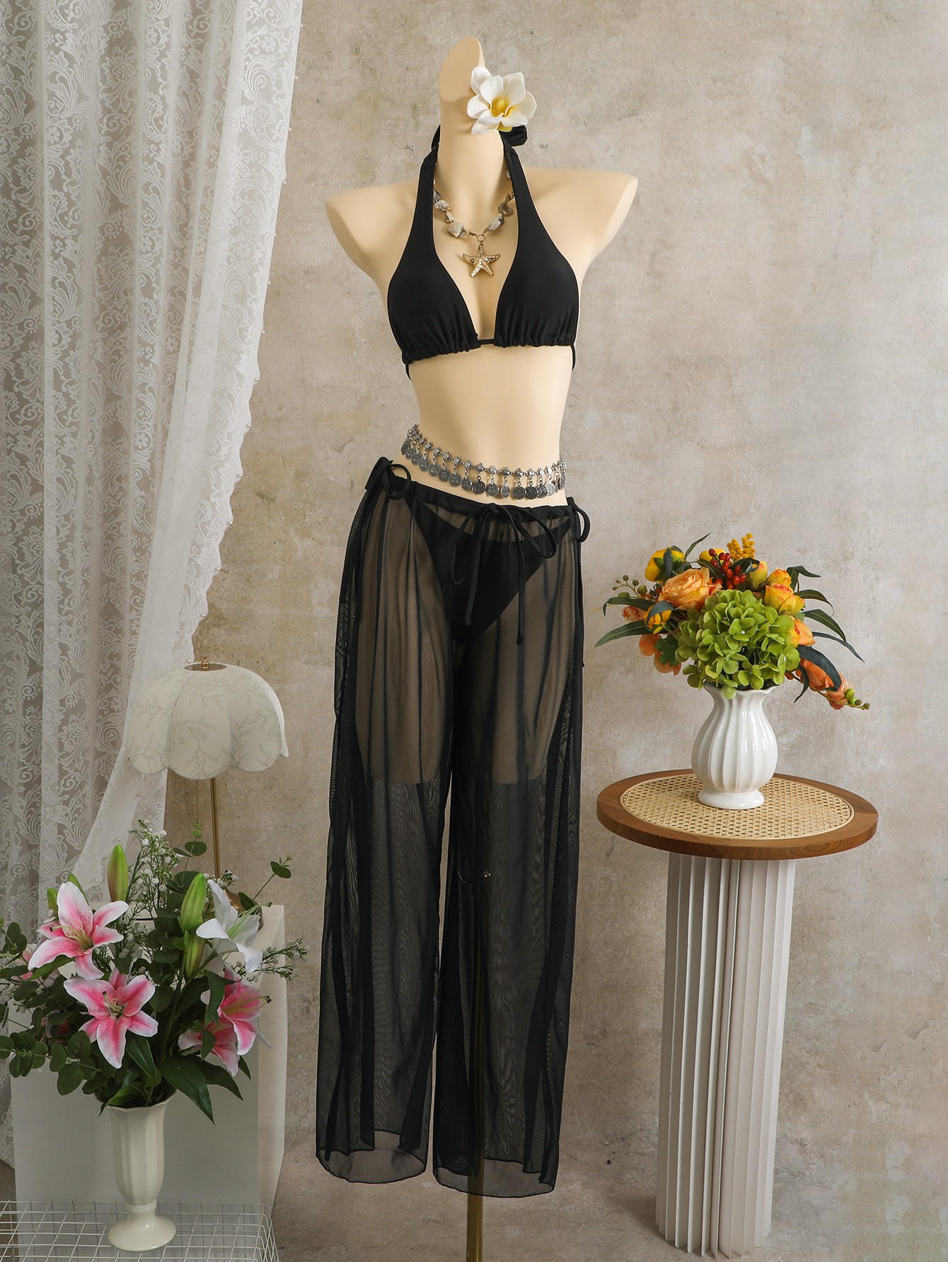 Three-Piece Bikini Swimsuit Set for Beach Holidays