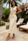Women's Shell Button V-Neck Vest & Ruched Skirt Knitted Two-Piece Set