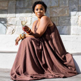 Plus Size Women's Spaghetti Strap Sleeveless Maxi Dress