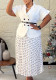 African Women's Turndown Collar Short Sleeve Top & Polka Dot Pleated Skirt Two-Piece Set