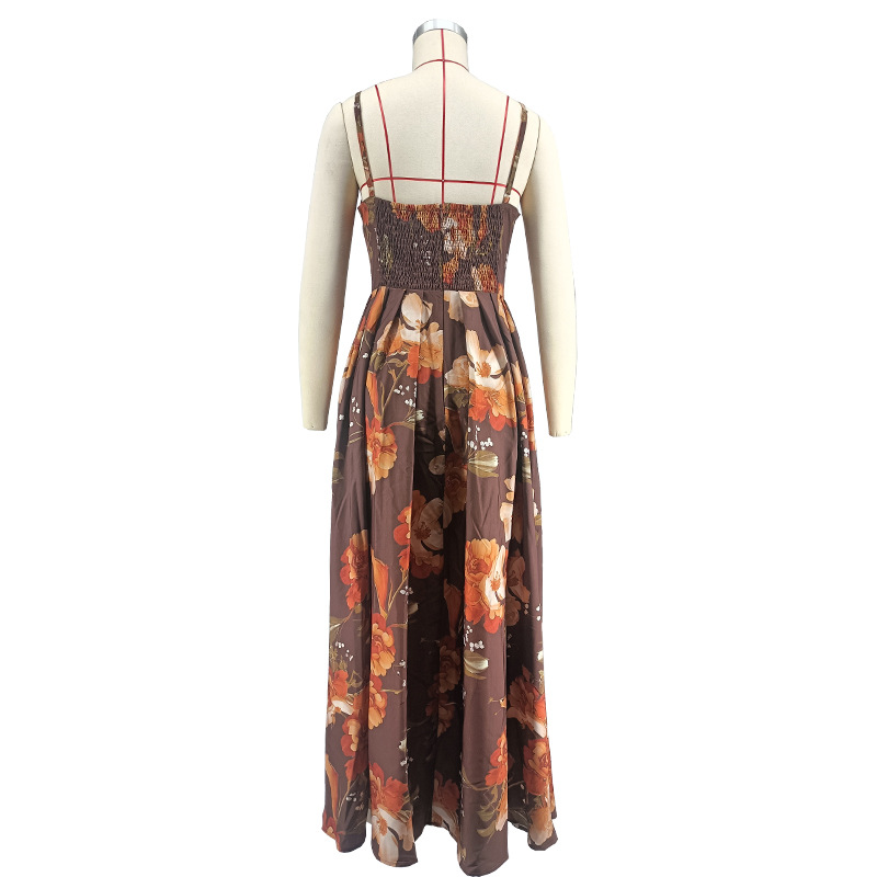 Printed Spaghetti Strap Dress for Summer Holiday Vacations