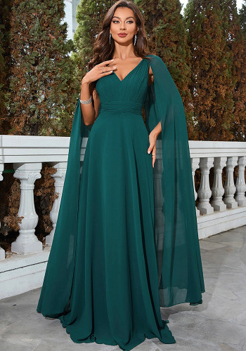 Women's Green V-Neck Prom Dress